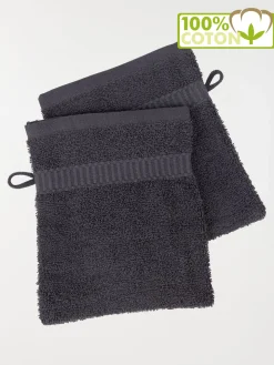 Lot gants de toilette gris 15 x 21 cm