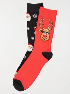 Lot paires chaussettes renne homme