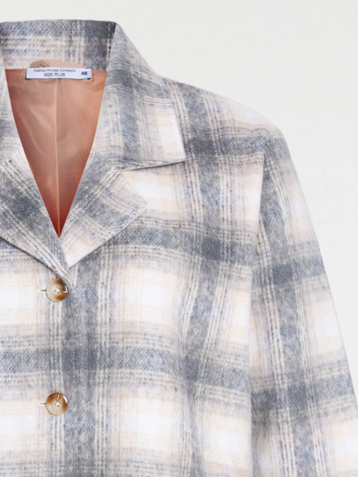 Manteau à carreaux grande taille femme