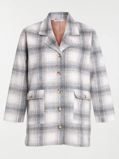 Manteau à carreaux grande taille femme