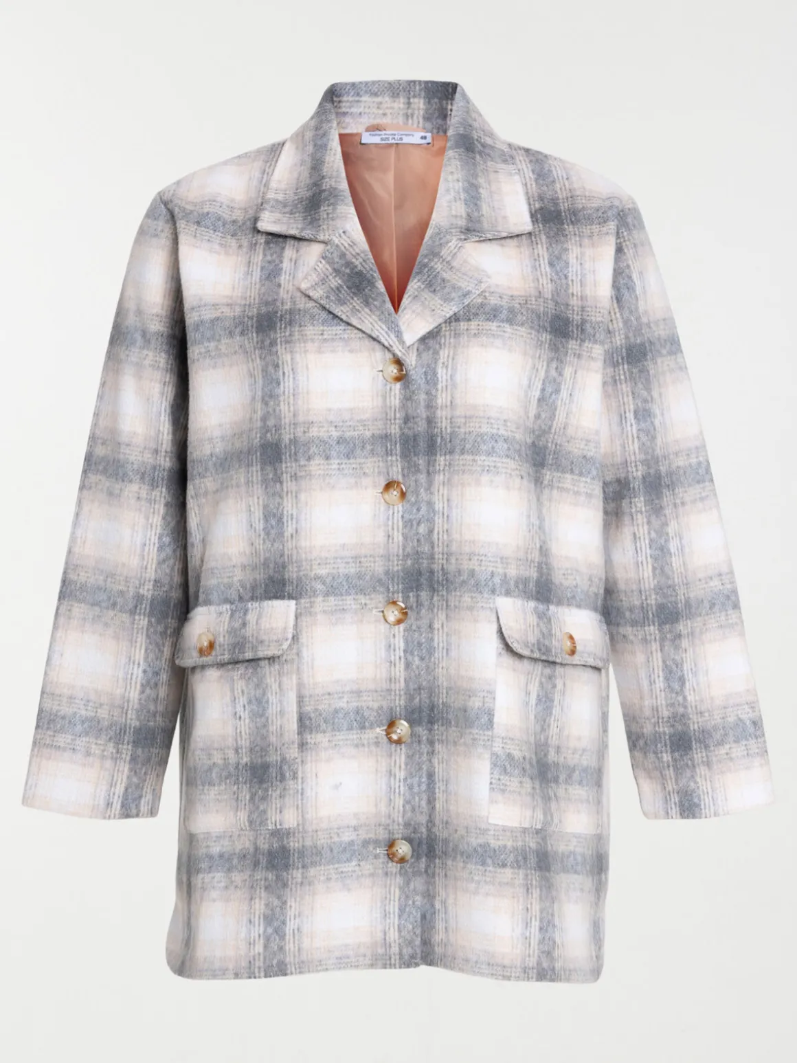 Manteau à carreaux grande taille femme
