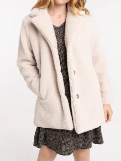 Manteau sherpa écru femme