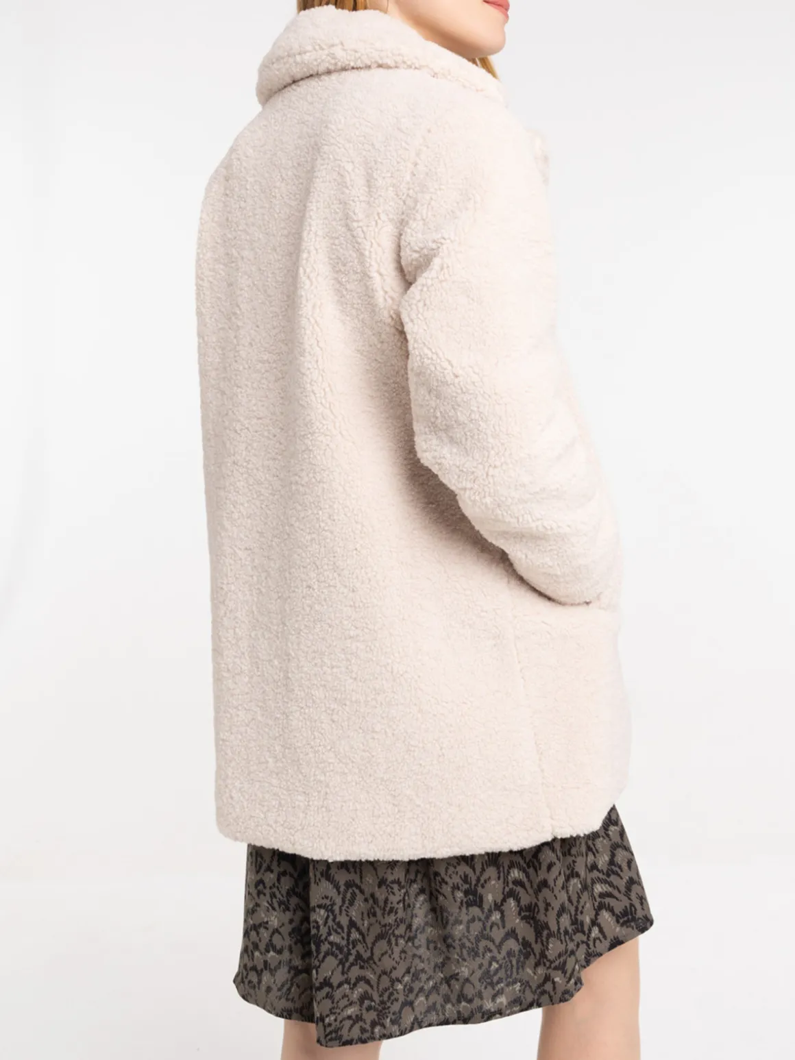 Manteau sherpa écru femme