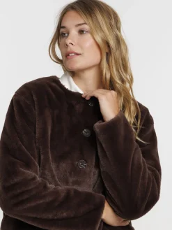 Manteau tout doux marron femme
