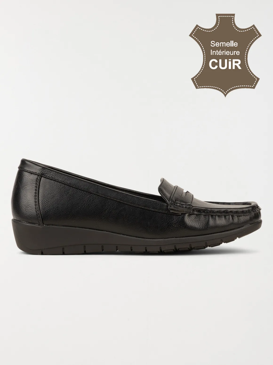 Mocassin confort femme noir (36-41)