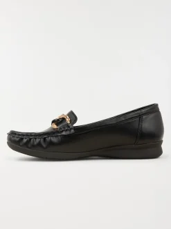 Mocassin noir détail doré femme (36-41)