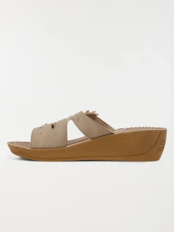 Mule confort fleurs femme beige (36-41)