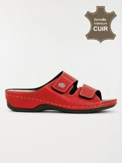 Mule confort rouge femme (36-41)