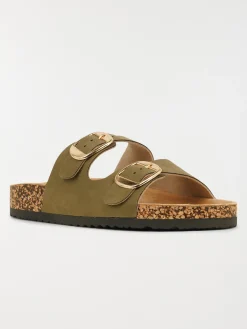 Mule plate 2 brides femme vert (36-41)