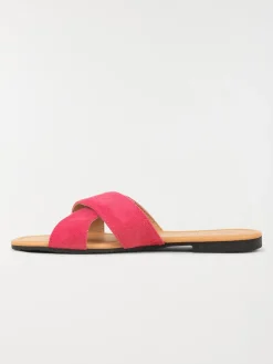 Mule plate velours rose femme (36-41)