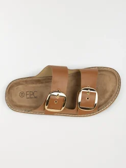 Mules 2 boucles femme camel (36-41)