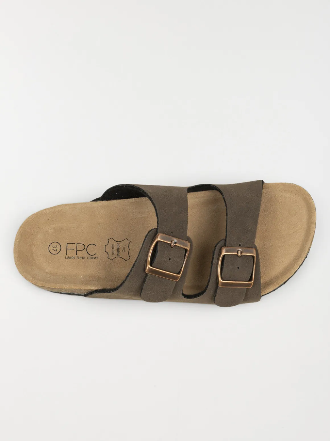 Mules 2 boucles femme marron (37-42)