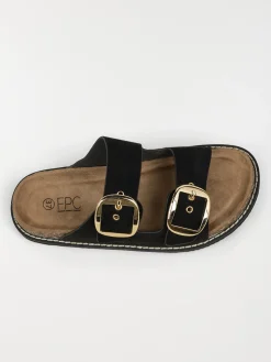 Mules 2 boucles femme noir (36-41)