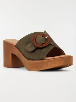 Mules à talon haut kaki femme (36-41)