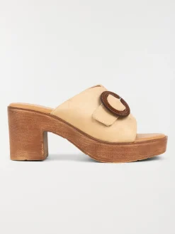 Mules beiges à talon haut femme (36-41)