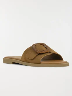 Mules boucle carrée femme camel (36-41)