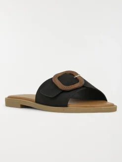 Mules boucle carrée femme noir (36-41)