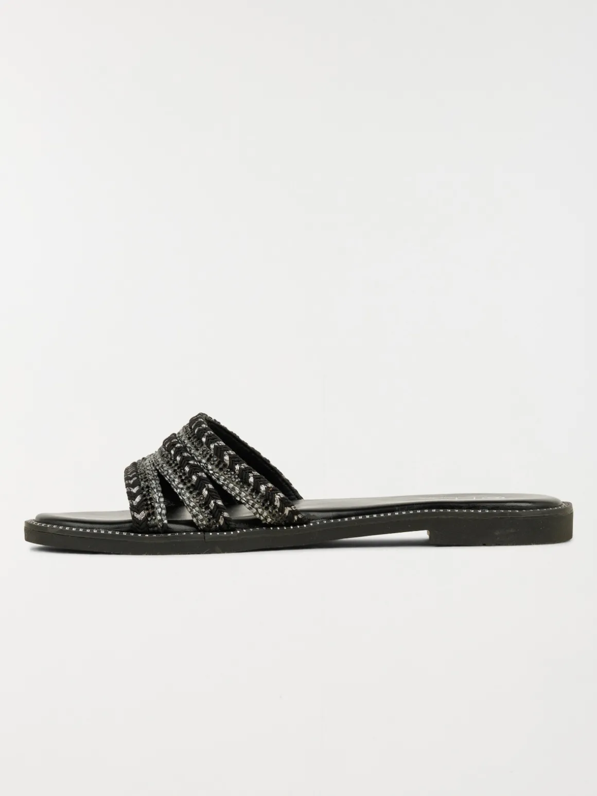 Mules brides tressées femme noir (36-41)
