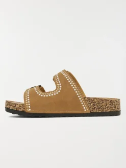 Mules brodées femme camel (36-41)