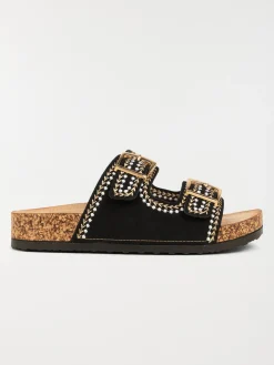 Mules brodées noires femme (36-41)
