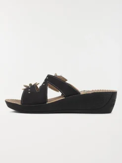 Mules confort fleurs femme noir (36-41)