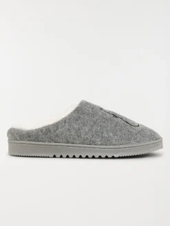 Mules grises lapin brodé femme (36-41)