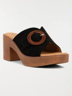 Mules noires à talon haut femme (36-41)