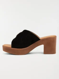 Mules noires à talon haut femme (36-41)