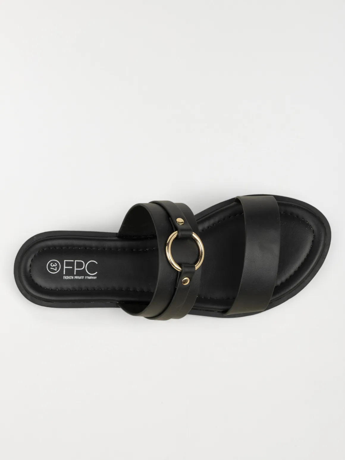 Mules noires anneau doré femme (36-41)