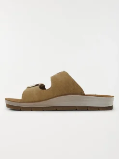 Mules plates boucles femme taupe (36-42)