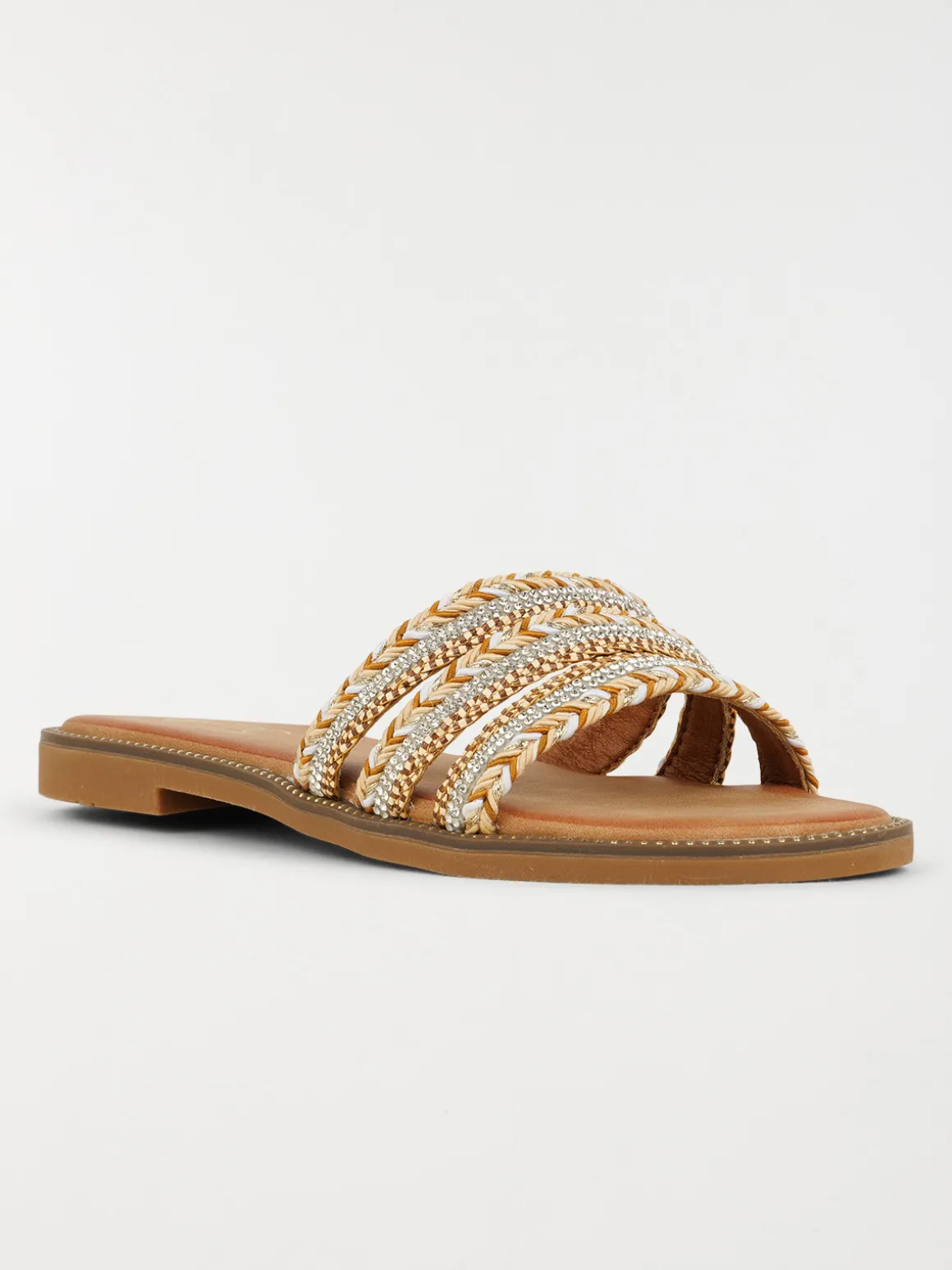 Mules plates brides strass femme (36-41)
