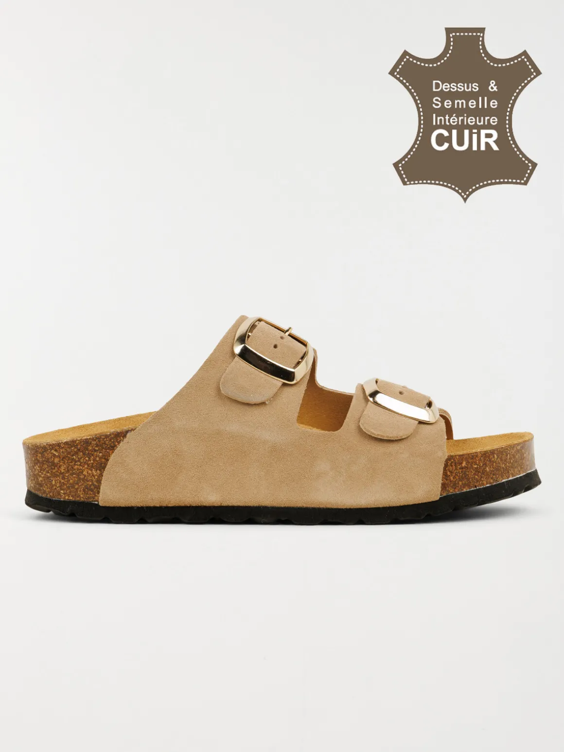 Mules plates femme beige (37-42)