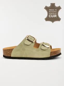 Mules plates femme vert (37-42)