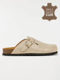 Mules sabots plates femme beige (37-42)