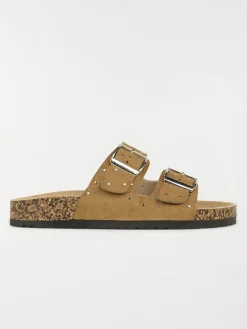 Mules studs dorés femme camel (36-41)