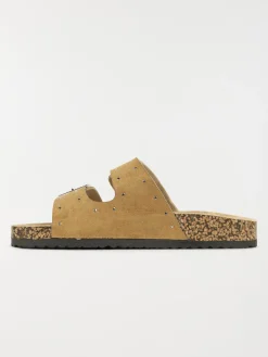 Mules studs dorés femme camel (36-41)