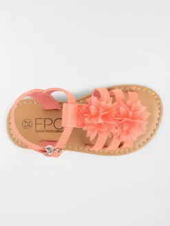 Nu-pieds fleurs corail fille (24-30)
