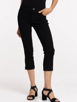 Pantacourt en jean noir femme