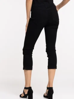 Pantacourt en jean noir femme
