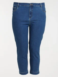 Pantacourt jean grande taille femme