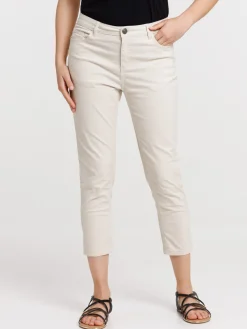 Pantacourt skinny beige femme