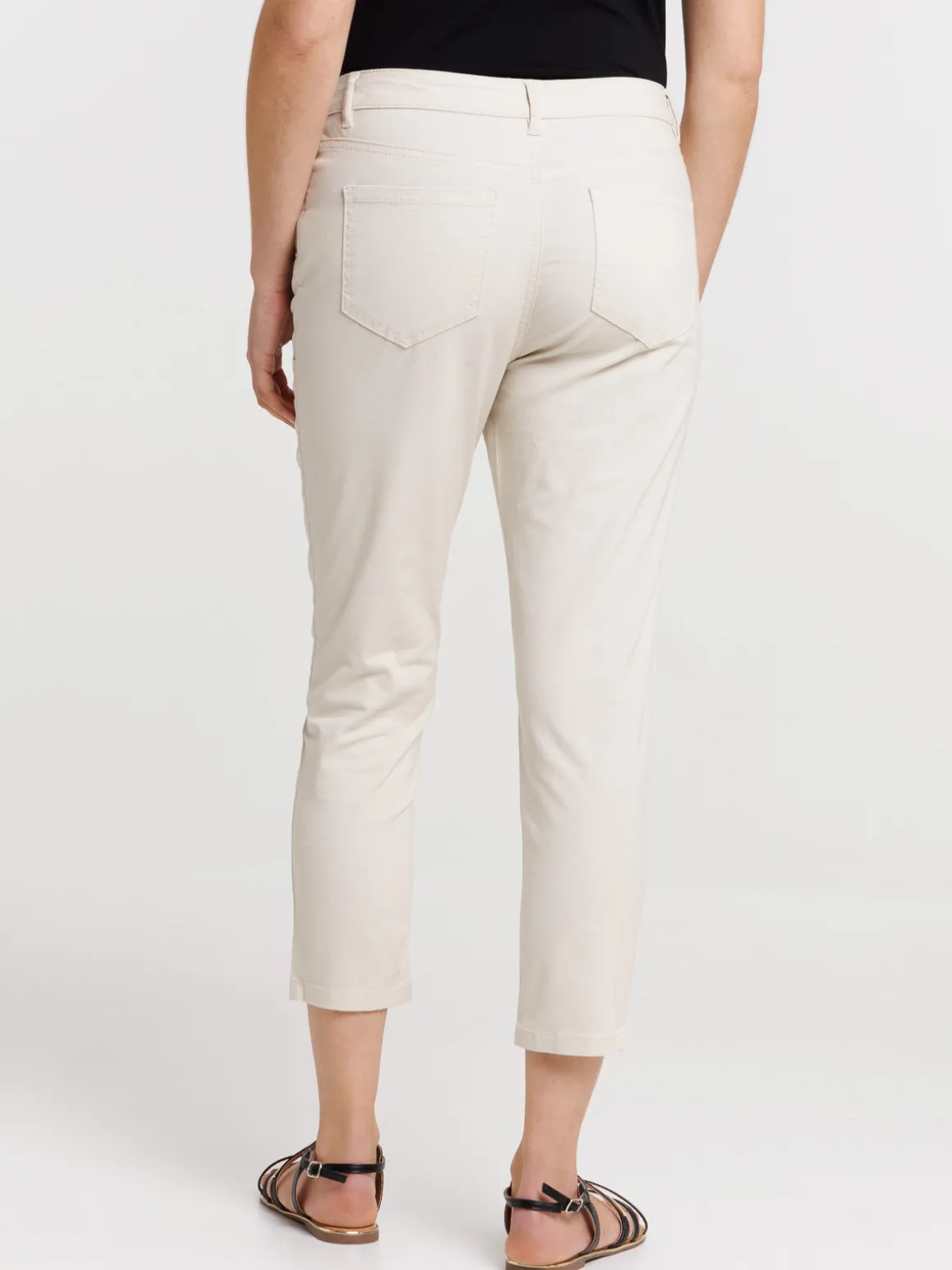Pantacourt skinny beige femme