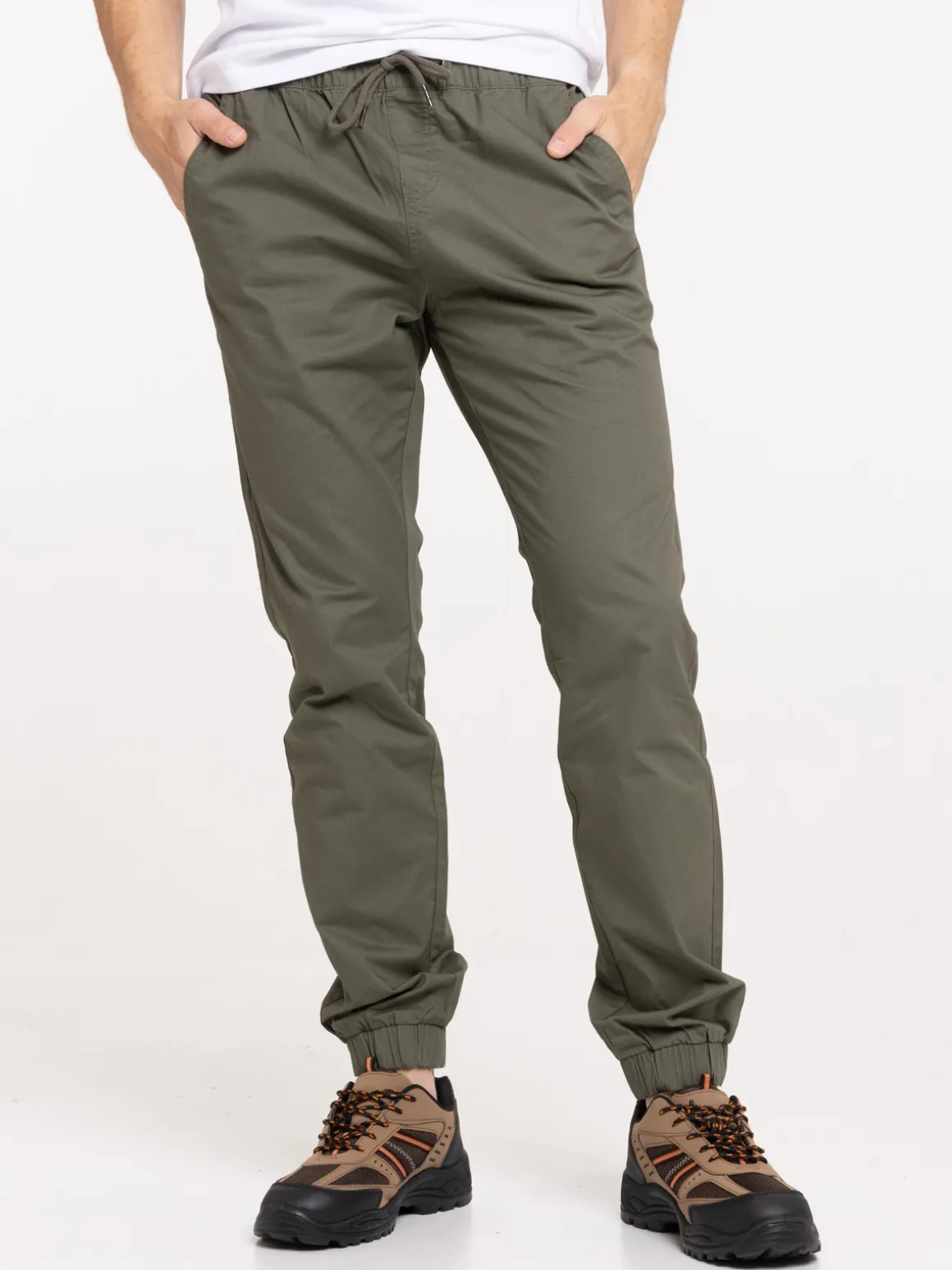 Pantalon 100% coton kaki homme