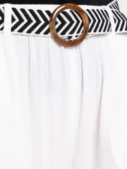 Pantalon avec ceinture ecru femme