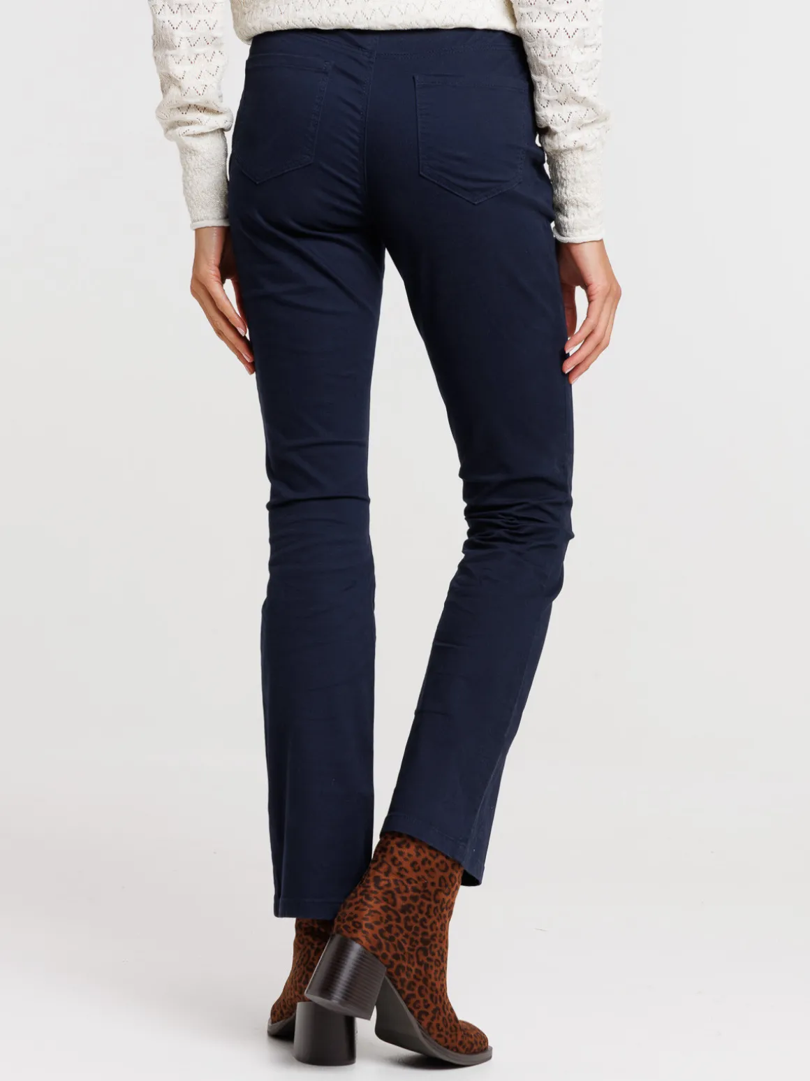 Pantalon bootcut marine navy femme
