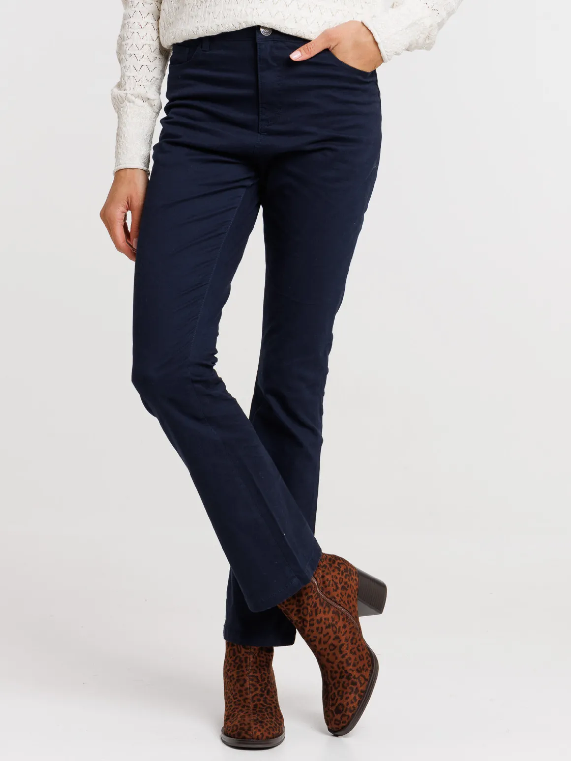 Pantalon bootcut marine navy femme