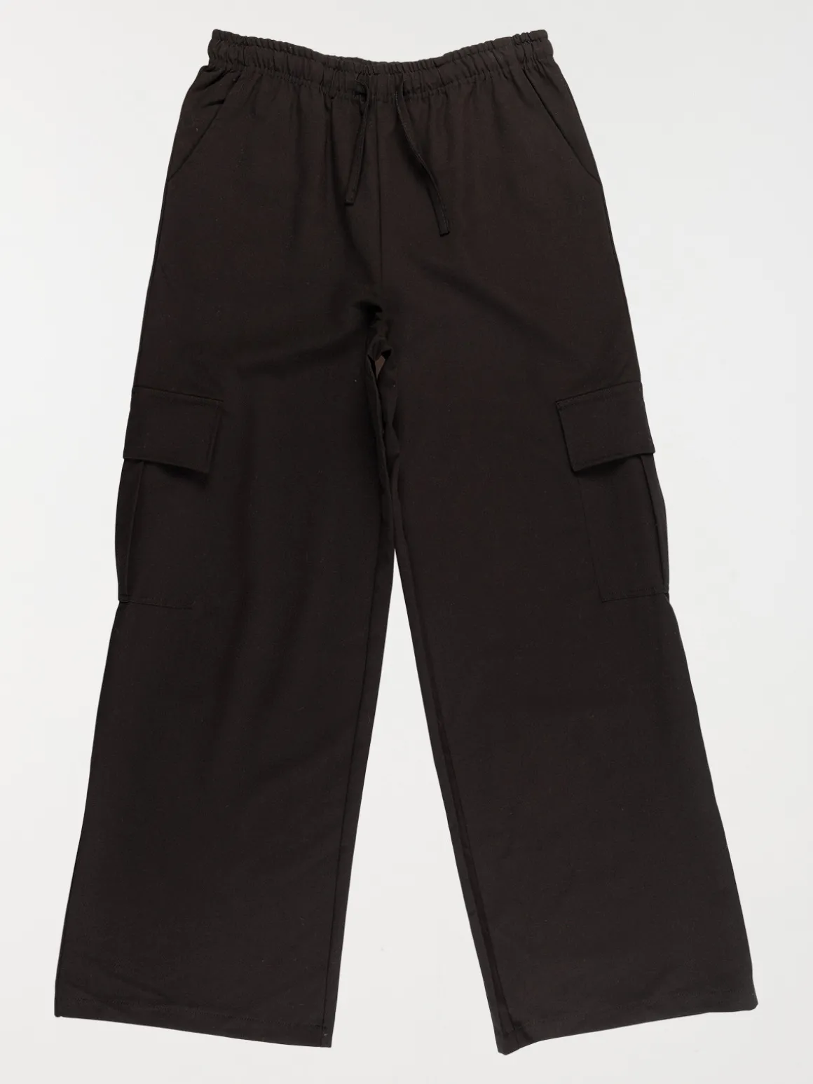 Pantalon cargo uni noir fille (XXS-M)
