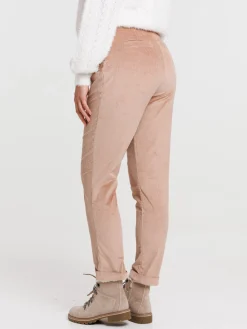 Pantalon carotte velours sarrasin femme