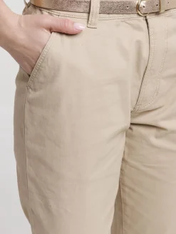 Pantalon chino slim ceinturé femme