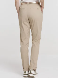 Pantalon chino slim ceinturé femme